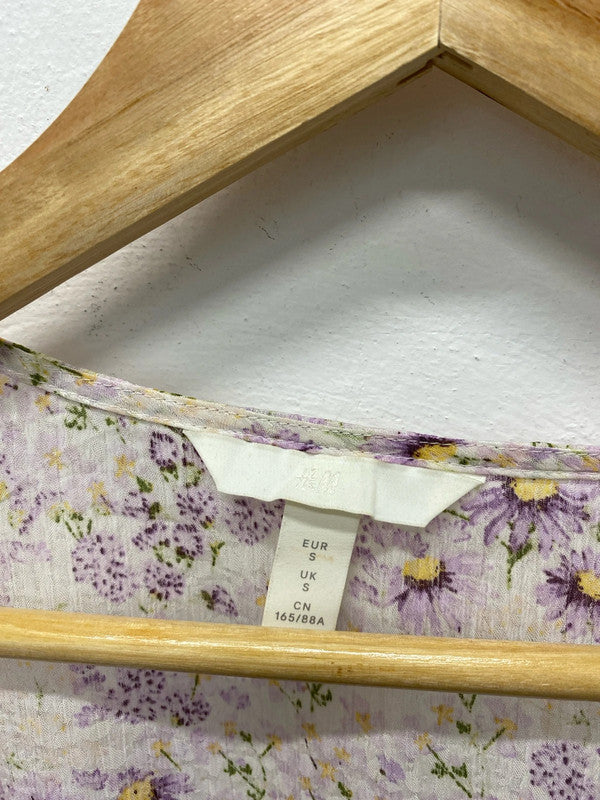 Fabulous H&M lilac flora wrap top lightweight fabric UkS JB001
