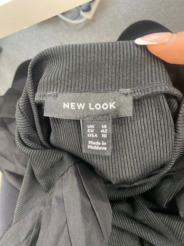 Stunning new look ribbed top with puffed sleeves uk 14 KS002