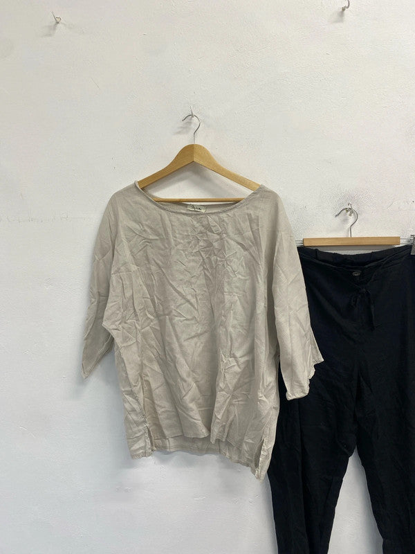 Stunning linen duo! Trousers & top holiday chill vibe UK 18 LK006 #122