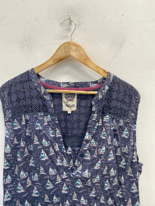 Gorgeous sailor printed Debenhams Broderie midi dress UK 20 RG021