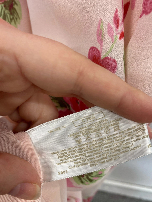 For Women Elegant Pink Floral Sheath Dress & Matching Scarf UK 12 MM005