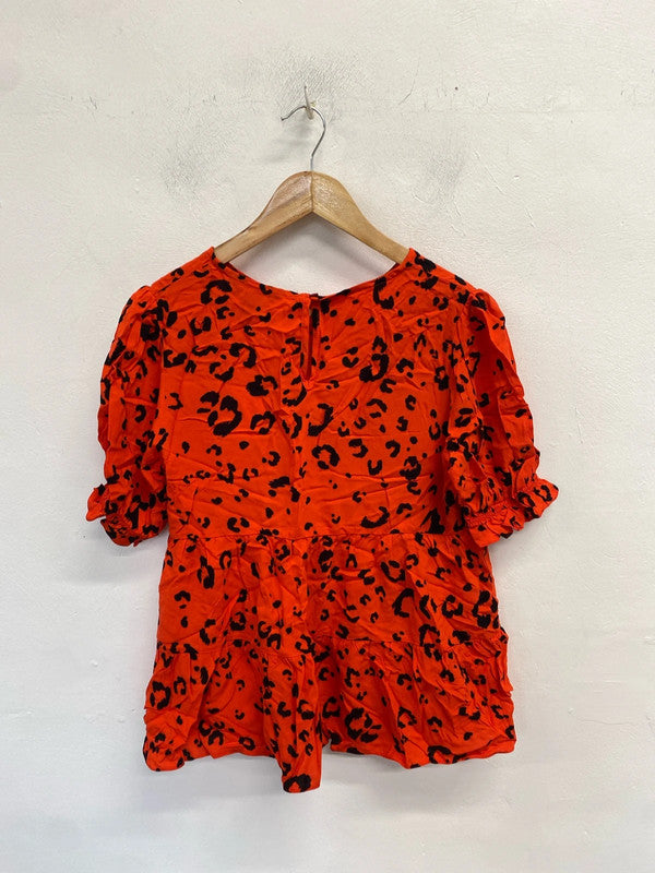 Lovely new look red leopard blouse nwt UK 12 NN001