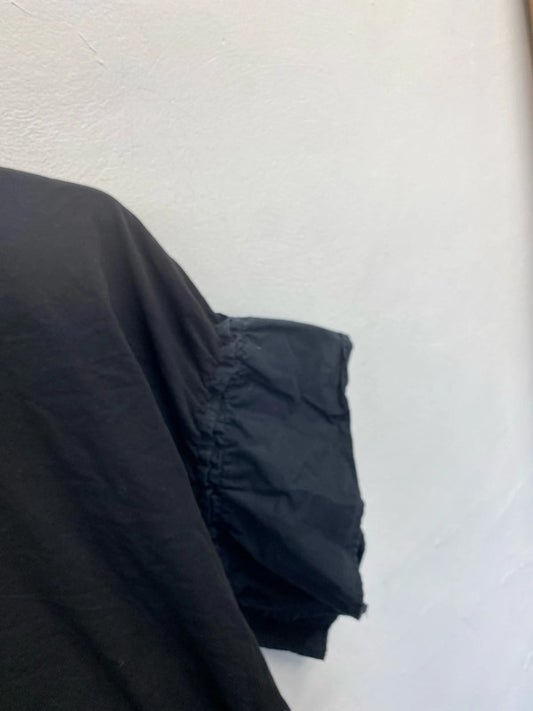 Lovely H&M black frill sleeve t shirt UK M JB001