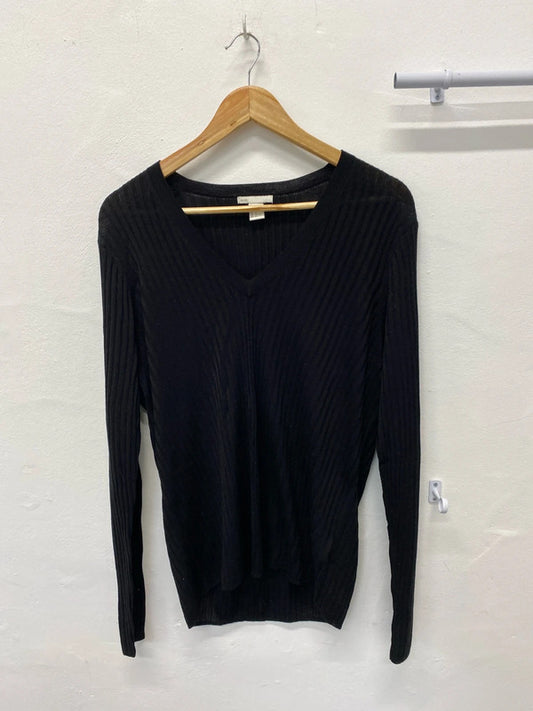 Fabulous oversized H&M ribbed v neck jumper semi sheer Ukxl 14-16!KM003