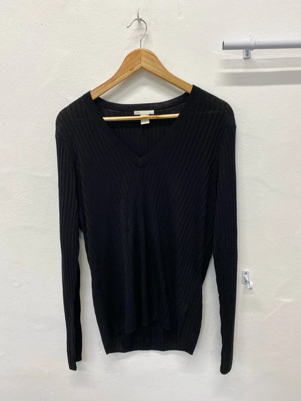 Fabulous oversized H&M ribbed v neck jumper semi sheer Ukxl 14-16!KM003