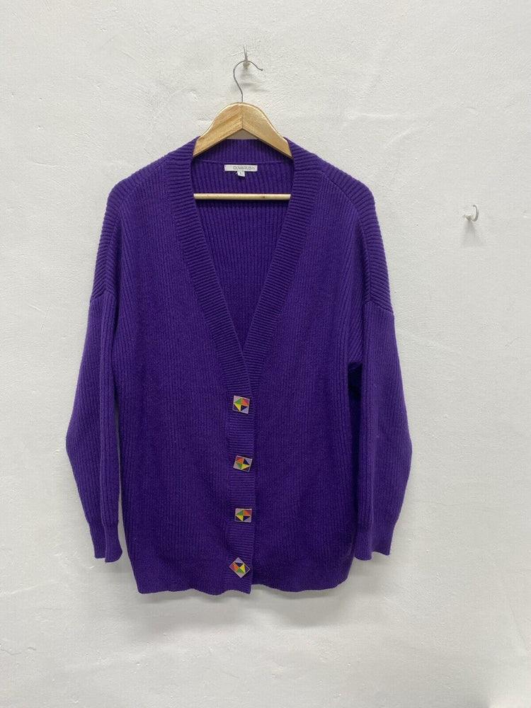Olivia Rubin Mika Purple Rainbow Button Cardigan Knit UK L NE001