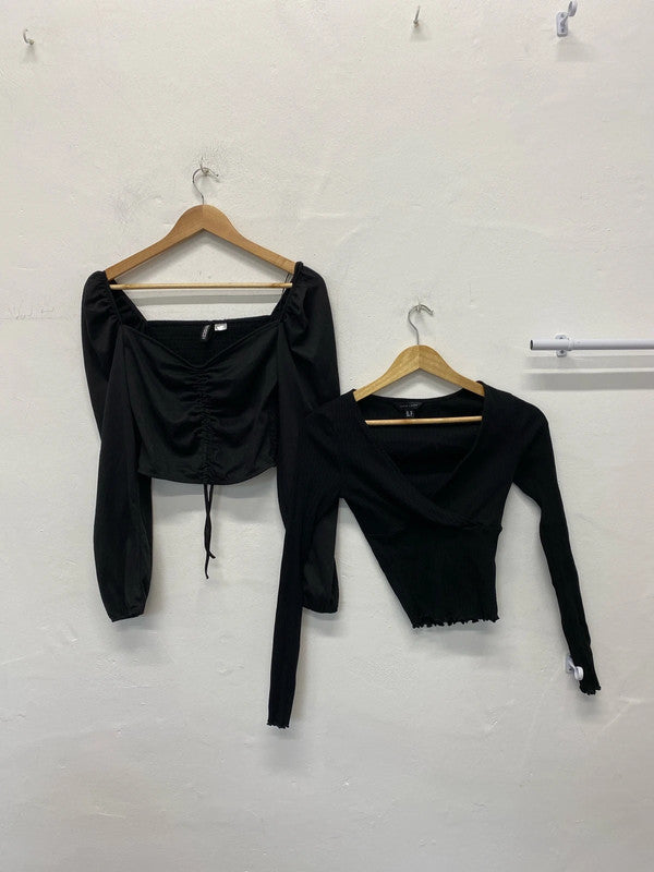Fabulous Duo of classic black tops party or chill UK10 H&M #6 JA001