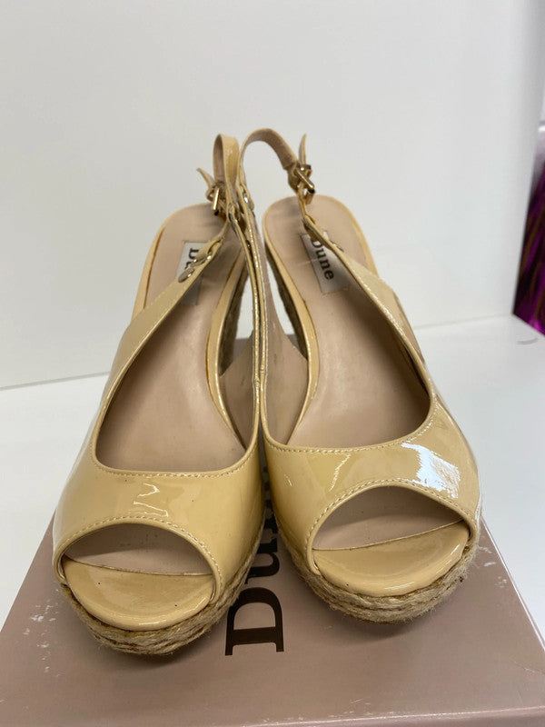 Fabulous Dune leather & rafia wedges UK6 nude NN001
