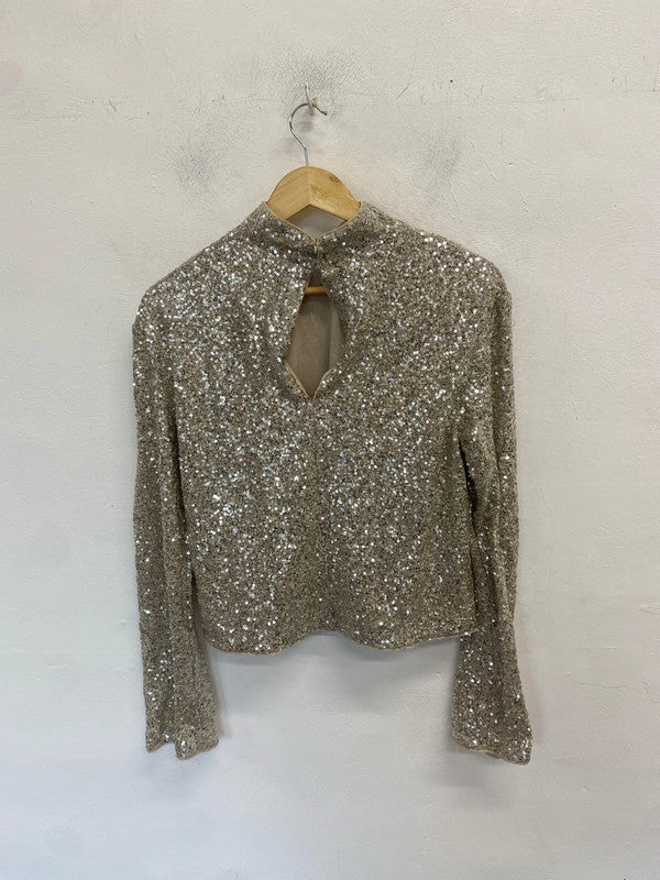 Lobely h&m silver sequin sparkle top UK S MB001
