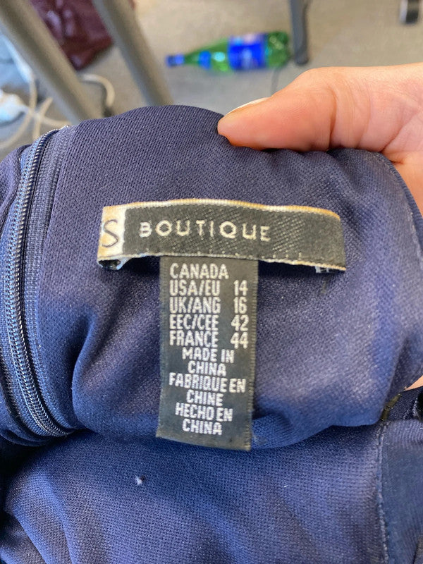 Fabulous JS boutique Navy embellished Maxi dress Uk16 LG006