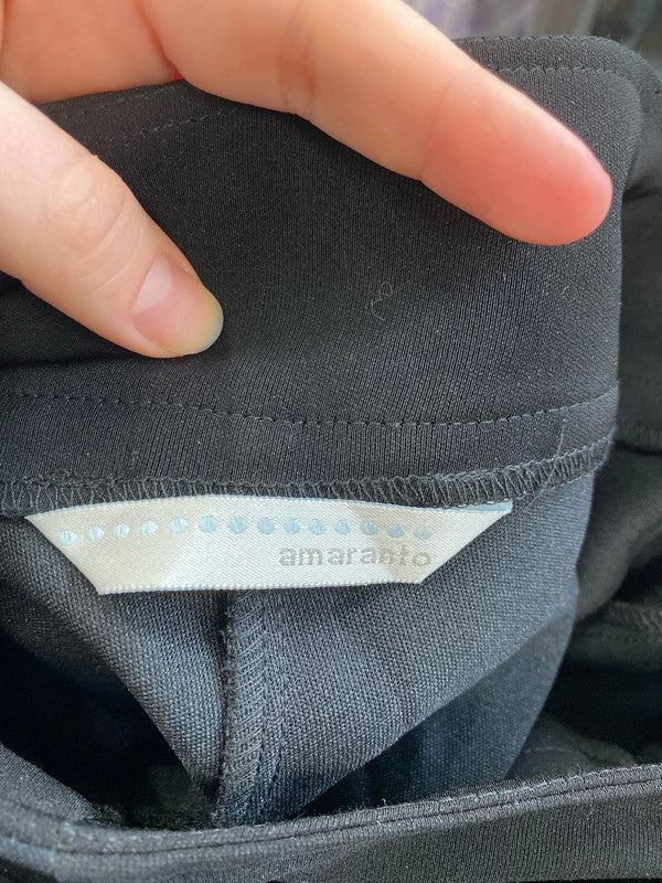 Amaranto Elegant Black Straight Cut Trousers UK 10 MM005