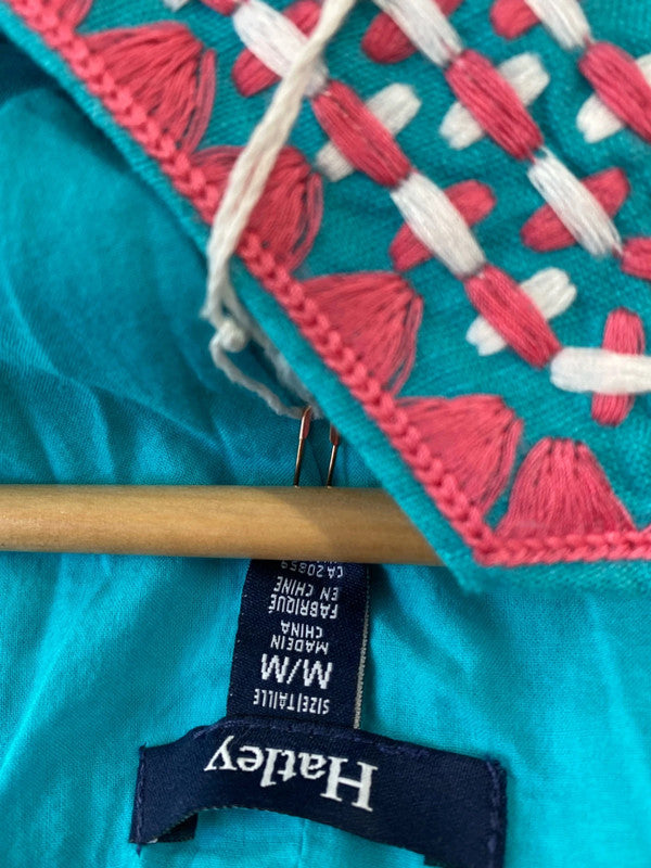 Fabulous Hatley turquoise embroidered summer dress Uk10 LW005