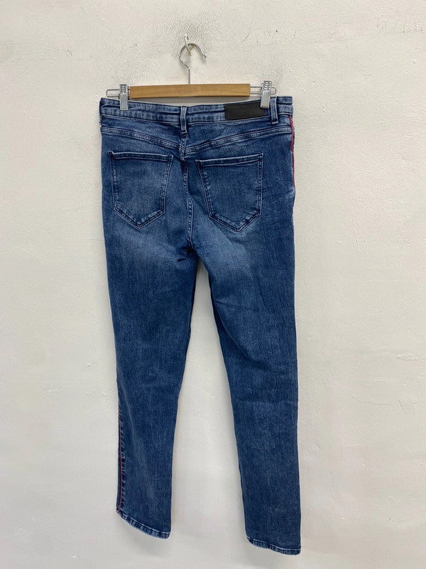 Lovely esprit blue red hem straight jeans UK w 29 l 32 AGS01
