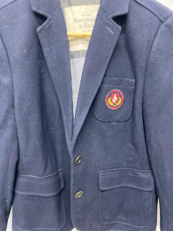 Super 3/4 sleeve wool blend blazer by Abercrombie & Fitch UkL navy AO001