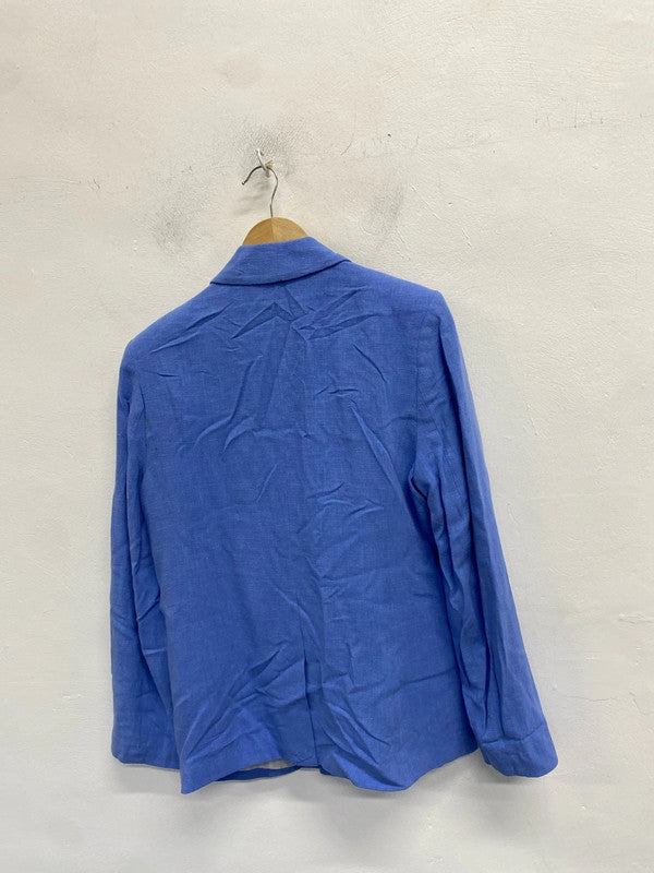 Lovely papaya blue linen blend blazer jacket new UK 12 AO001