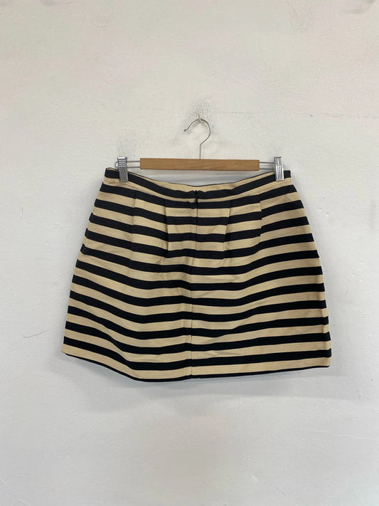 Oasis Stylish Black & Beige Stripe Mini Skirt UK 12 NN001