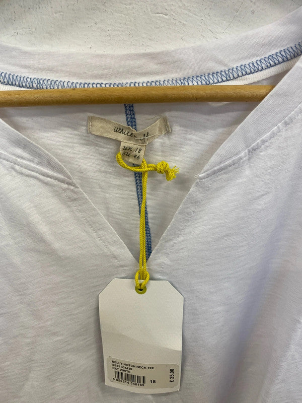 White Stuff Boho White Nelly Notch Neck Tee UK 18 KN002
