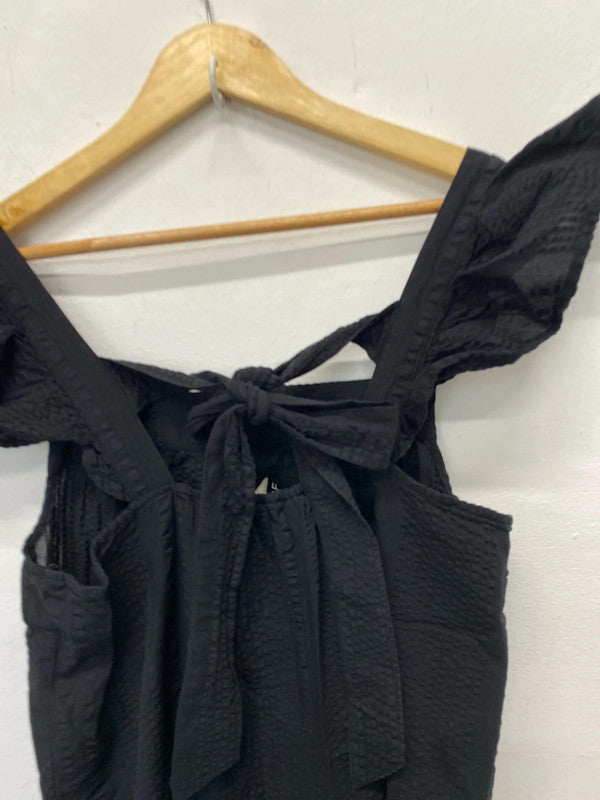 Fab F&F summer seersucker black dress Uk10 MB001