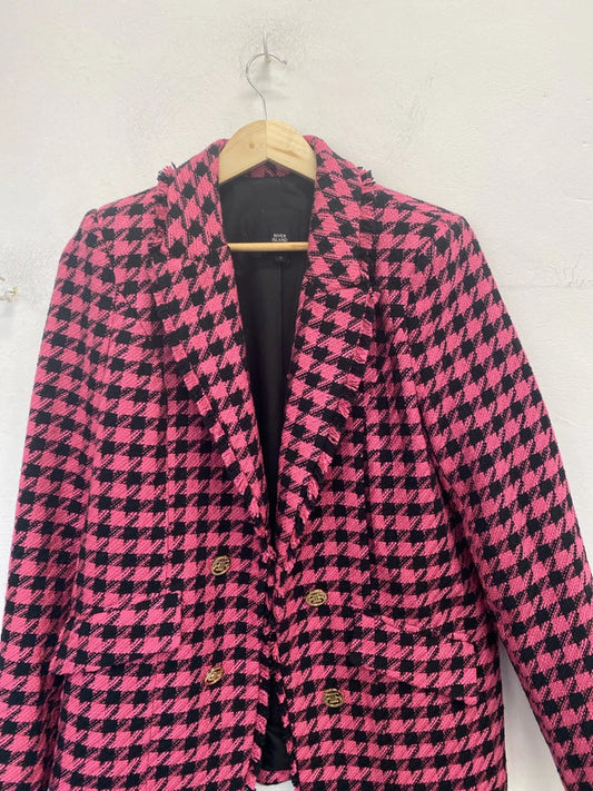 Stunning river island pink black houndstooth jacket UK 10 JM008