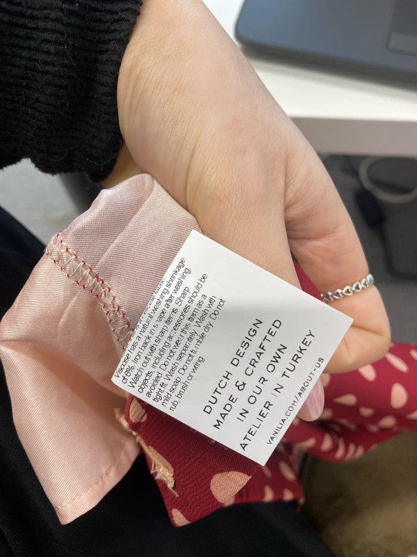 Lovely vanilia red pink polka trouser top set UK 10 SS002