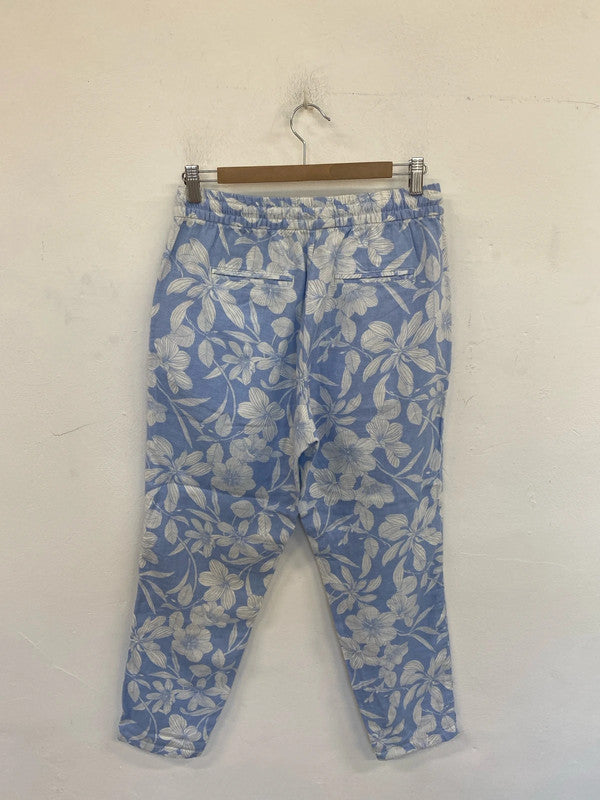 Bonmarche Stylish Light Blue Floral Trousers UK 10 GK002