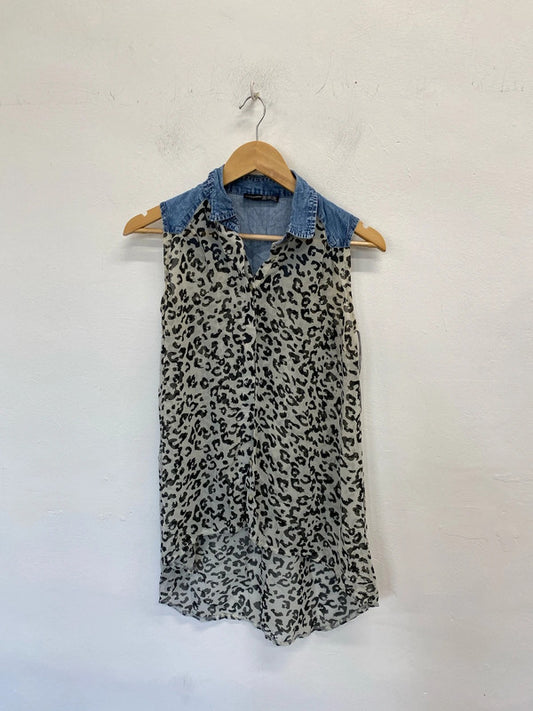 Fabulous Primark loose fit animal print semi sheer top Uk10 JR001