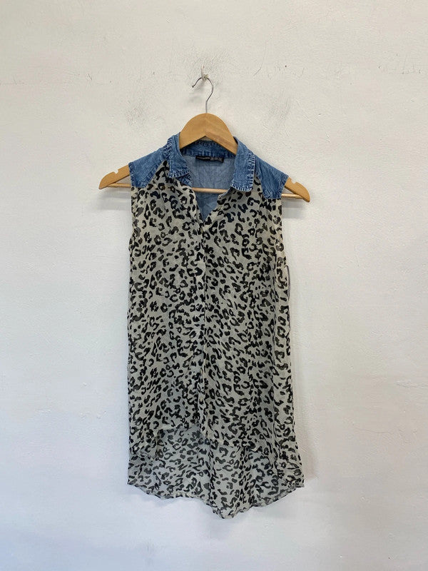 Fabulous Primark loose fit animal print semi sheer top Uk10 JR001