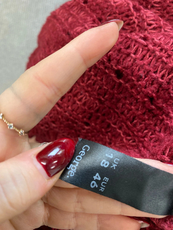 Lovely George burgundy knit cardigan UK 18 RG021