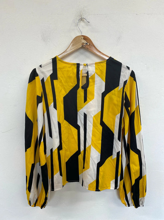 Shein Fabulous Yellow & Black Geometric Pattern Blouse Size XL WS001