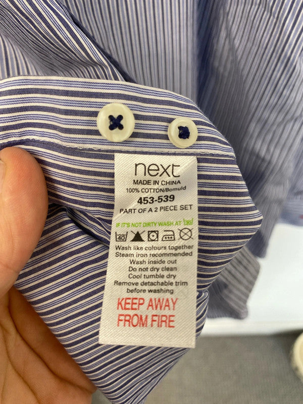 Duo of men’s striped shirts Next 16/16.5” blue Pink ND001