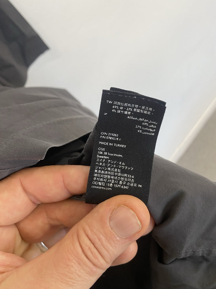 COS Grey Tunic Smock MIDI Dress Cotton Long Sleeves With Pockets Size36 FE001