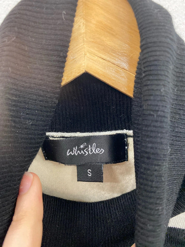 Whistles Chic Ivory & Black Stripe Turtleneck Jumper Size S SN002
