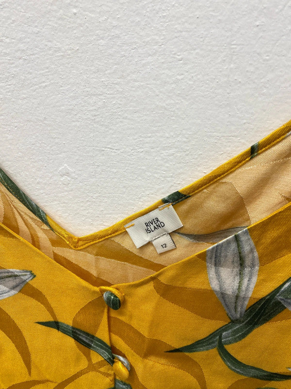 Stunning River Island Yellow oriental cami summer top Uk12 JB001