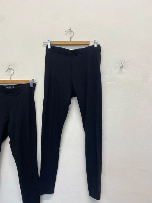 Lovely trio of black leggings m&s F&F uk 10-12 short #58 LD003