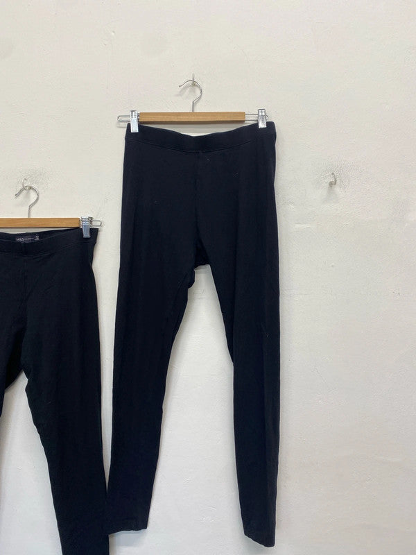 Lovely trio of black leggings m&s F&F uk 10-12 short #58 LD003