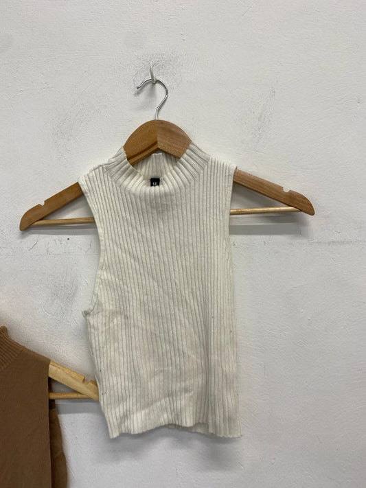 Stunning duo of sleeveless ribbed tops Missguided h&m UK 8 JA001