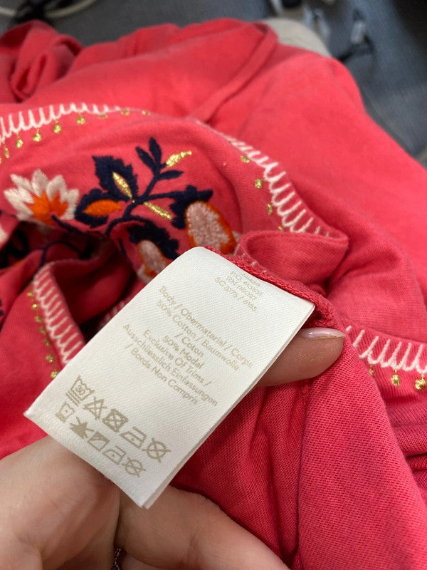 Lovely Boden pink detailed v neck tassel dress UK 14L KN003