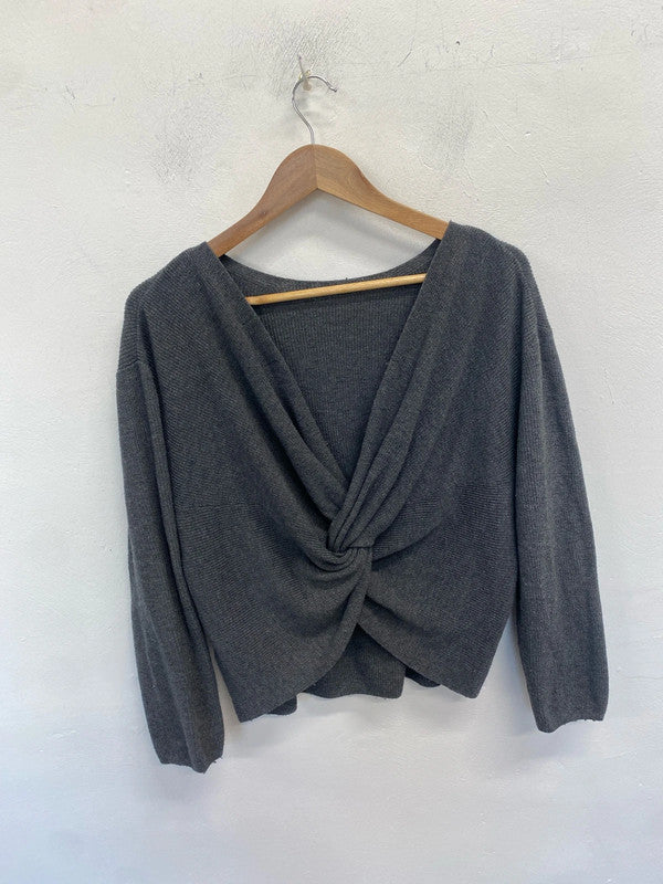 Lovely h&m grey knit twist back jumper UK S LH002