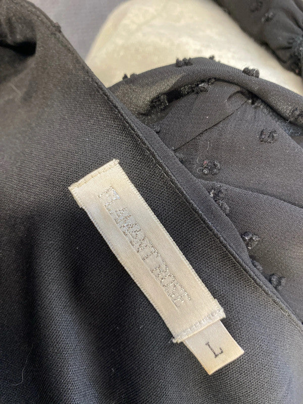 Stunning flamant rose black spotted semi sheer smock dress UK L AE001