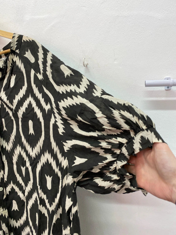 Fabulous Studio Abstract smock puff sleeve shirt mini dress UkXL IM001