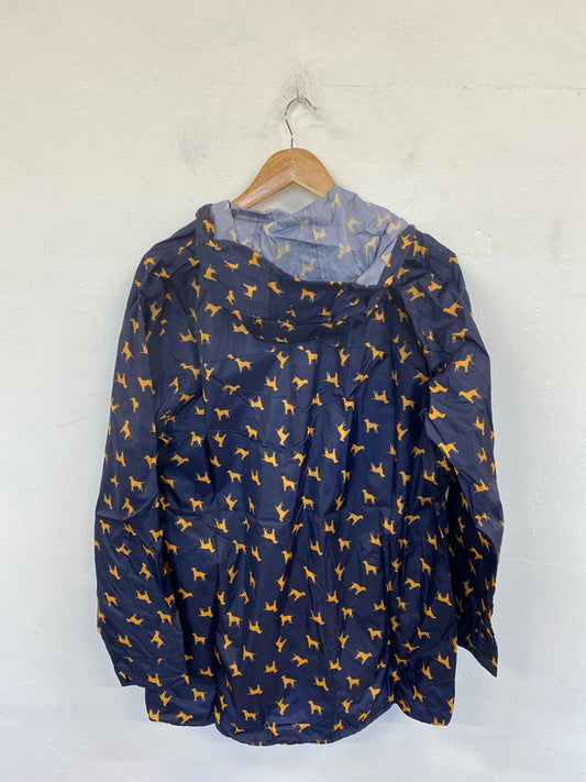 Cotton Traders Fabulous Navy Dog Print Waterproof Parka Size M LD003