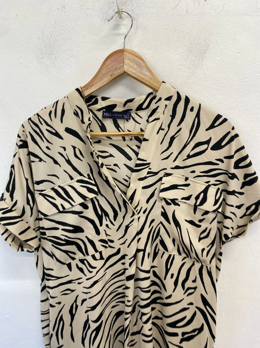 Lovely m&s beige zebra midi dress UK 10 KM005