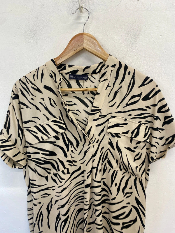 Lovely m&s beige zebra midi dress UK 10 KM005
