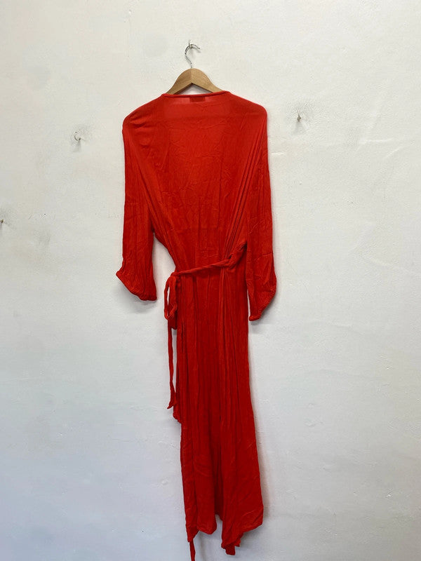 Lovely simply be coral lightweight wrap dress UK 24 NC001