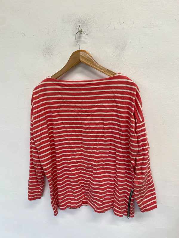Lovely joules pink white stripe long sleeve top UK 14 NN001
