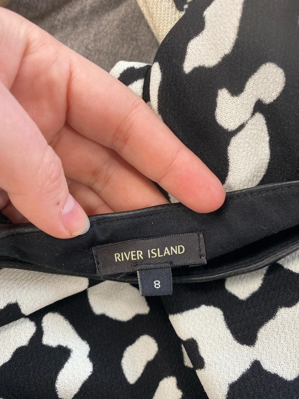 River Island Fabulous Black & White Animal Print Cow Mini Skirt UK 8 AG006