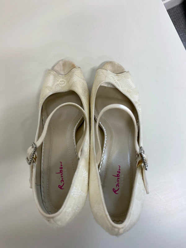 Fabulous Rainbow Cream Lace Heels event occasion UK6 KM004