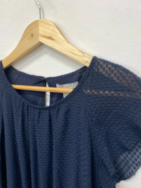 Fabulous Navy floaty romantic lightweight dress Uk10 H&M JM005