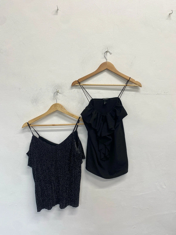 Lovely duo of frill black tops h&m new look #5 UK 10 JA001