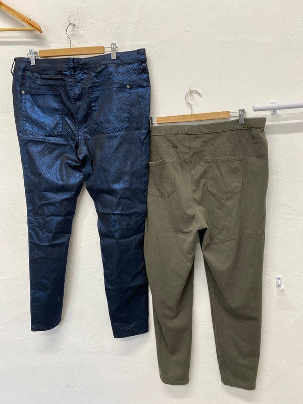 Fabulous duo of leggings sparkly blue & Khaki Uk20 #8 YM001